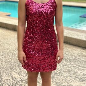 PrettyLittleThing Pink Sequin Mini Dress